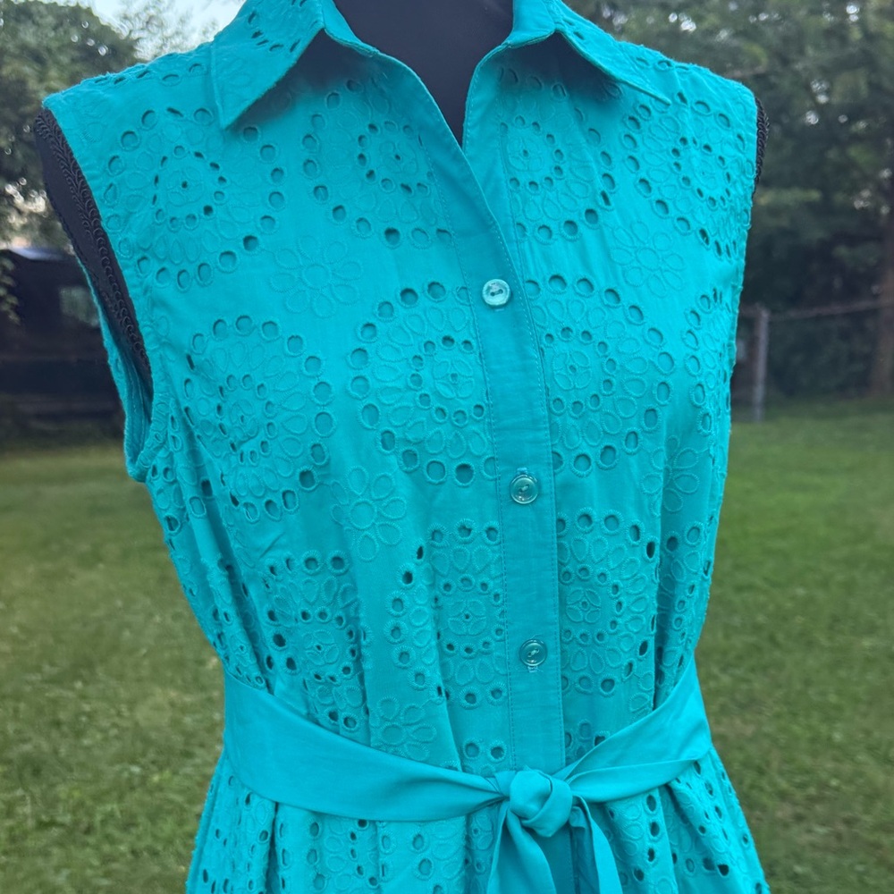 NWOT Lilly Pulitzer ❤️🔥SAMPLE❤️🔥Maxi Teal Sleeveless Eyelet Dress 10 - Picture 16 of 17